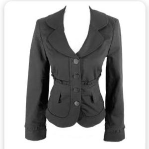 Cynthia Steffe black ruffle detail blazer